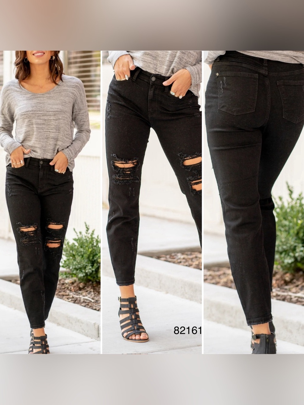 Black Distressed High-Rise Women’s Jeans